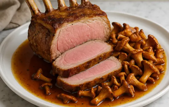 Carré de veau rôti aux girolles à la française