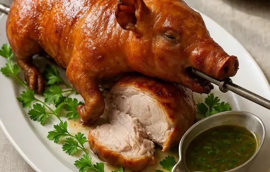 Cochon de lait à la broche à la française