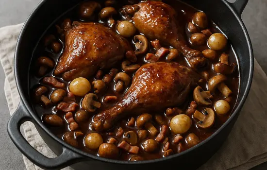 Coq au vin traditionnel