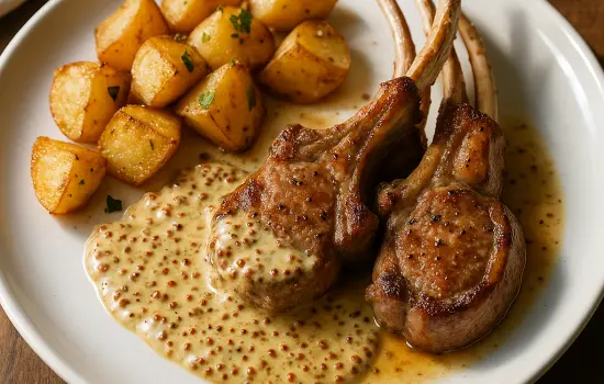 Côtes d’agneau à la moutarde à l’ancienne