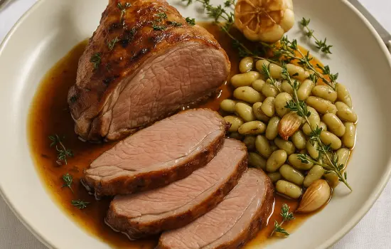 Gigot d’agneau rôti aux flageolets à l’ancienne