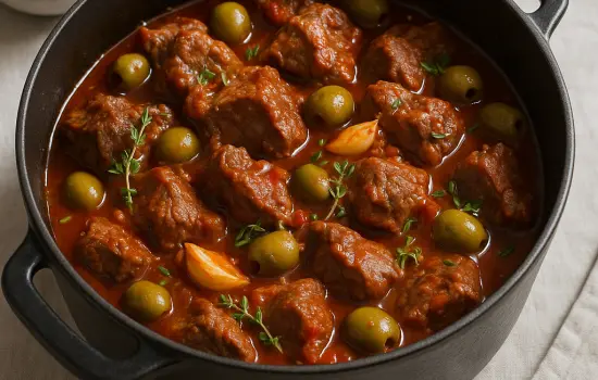 Mijoté d’agneau aux olives à la provençale