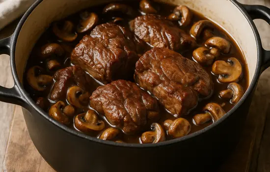 Paleron de veau braisé aux champignons