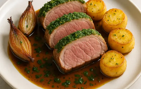 Selle d’agneau rôtie persillée à la française