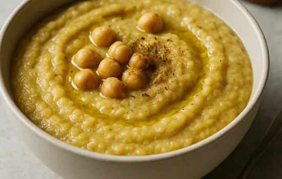Soupe de panais rôtis, pois chiches et cumin