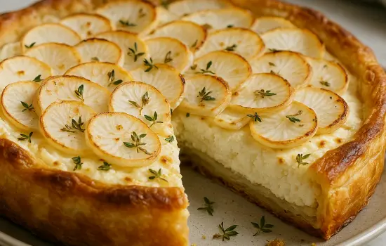 Tarte aux navets nouveaux, ricotta et thym facile